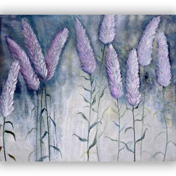 oil on canvas oil painting modern art great 100x120 cm green pink violet flowers for bedroom Marta Konieczny botany nature garden beautiful best gallery unique oryginal