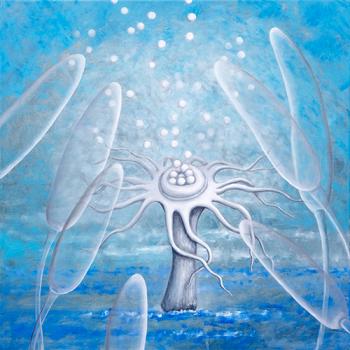 ORIGINAL OIL PAINTING TURQUOISE FLOWERS BOTANY BIG MODERN For present on wall for modern interior delicate gorgeous