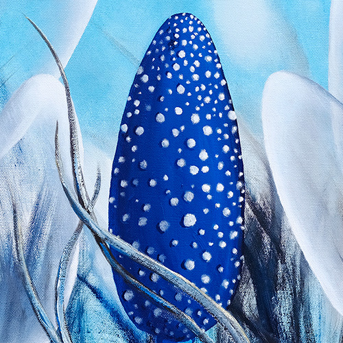 Marta Konieczny original oil painting on canvas turquoise blue transparent forms square 60x60 nature flowers plants meadow best gallery in Warsaw for gift for women modern hose loft 
best beauty modern cm