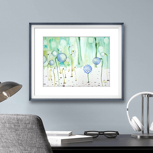 original watercolor Marta Konieczny present  gift for woman  for girl  for friend  for bedroom  present  beauty  best  professional 
 Hahnemuhle paper  40x30 cm  delicate  nature  mint  green  blue  gray  professional