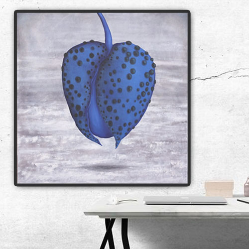 oil on canvas  best oil painting  Marta Konieczny  home decoration  for gift  for women  botany  nature  plants  organic  blue  grey