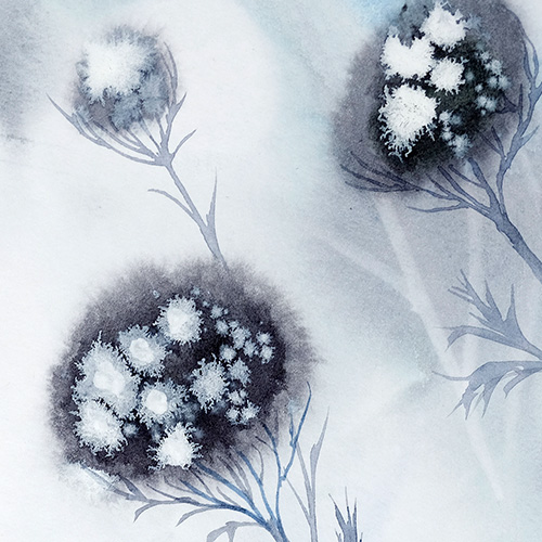 original watercolor aquarelle Marta Konieczny best beautiful gallery modern art for present for gift for bedroom for salon on wall for birthday for order mint meadow turquoise black grey flowers interesting technique