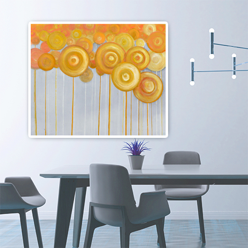 orange  grey  flowers  abstract  oil on canvas  best oil painting  Marta Konieczny  home decoration  for gift  for women  botany  nature  plants  organic  beautiful  modern  original