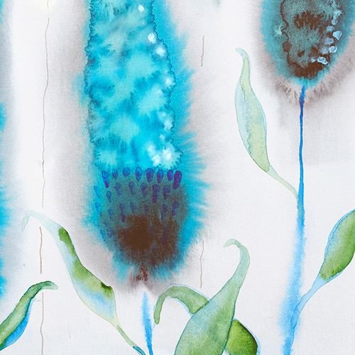 original watercolor aquarelle Marta Konieczny best beautiful gallery modern art for present for gift for bedroom for salon on wall for birthday for order turquoise blue flowers