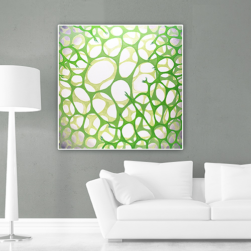 Marta Konieczny  duży obraz olejny do salonu  na ścianę  na prezent  do loftu  super  najlepszy  najpiękniejszy  piękny  struktura  zielony  biały  organiczny  abstrakcja  kwadrat  100x100 cm
