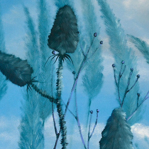 oil on canvas  best oil painting  Marta Konieczny  home decoration  for gift  for women  botany  nature  plants  organic  beautiful  modern  turquoise  blue  emerald  meadow  plants  original  large