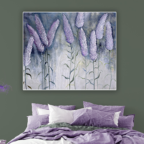 oil on canvas  best oil painting  Marta Konieczny  home decoration  for gift  for women  botany  nature  plants  organic  beautiful  modern  lilac  violet  green  garden  for marriage  for bedroom  original