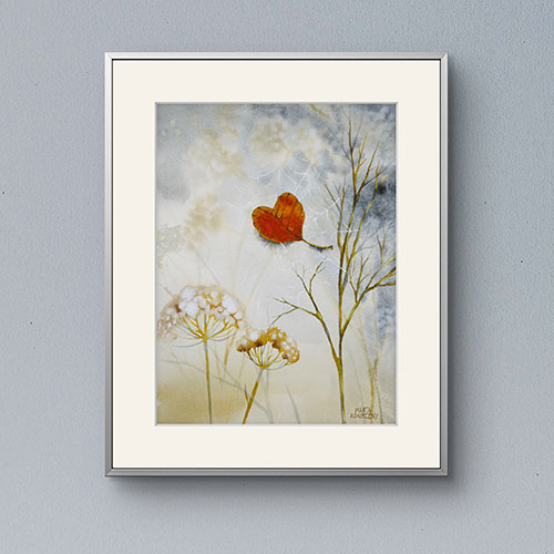 original professional watercolor painted on paper Baohong 41x31 cm vertcal best decoration for sleeping room love heart web leaf a fervent declaration of love and longing best watercolor gallery in Warsaw in tarchomin in Bialoleka