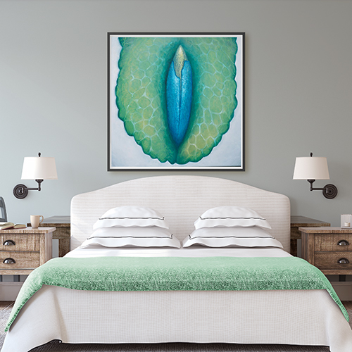 Marta Konieczny  duży obraz olejny do salonu  na ścianę  na prezent  do loftu  super  najlepszy  najpiękniejszy  piękny. botaniczny  erotyczny  zielony  niebieski  oryginalny  ręcznie malowany  pręcik