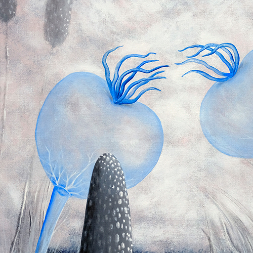 oil painting on canvas modern art for home for gift on wall 100x100 pink botany organic garden blue flowers