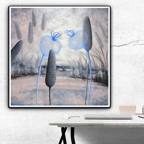 oil on canvas modern art for bedroom for women for gift blue flowers pink garden best gallery polish art