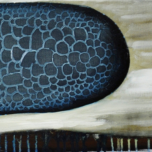 oil on canvas  best oil painting  Marta Konieczny  home decoration  for gift  for women  botany  nature  plants  organic  beautiful  modern  black  blue  abstract  original  50x100 cm