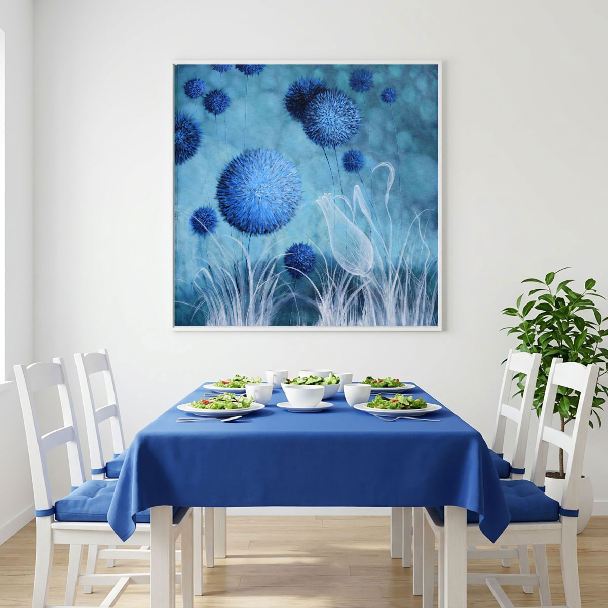 Marta Konieczny, duży obraz olejny oryginalny, 100x100 cm, kwadratowy, bardzo duży,100x100 cm. kwiaty, łąka, szklane, natura, przyroda, dla kobiety na prezent na urodziny do salonu, nowoczesny na ścianę, na prezent, do loftu, super, najlepszy, najpięknie
