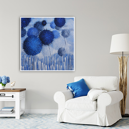 oil on canvas  best oil painting  Marta Konieczny  home decoration  for gift  for women  botany  nature  plants  organic  beautiful  modern  blue  modern  for birthday  original
